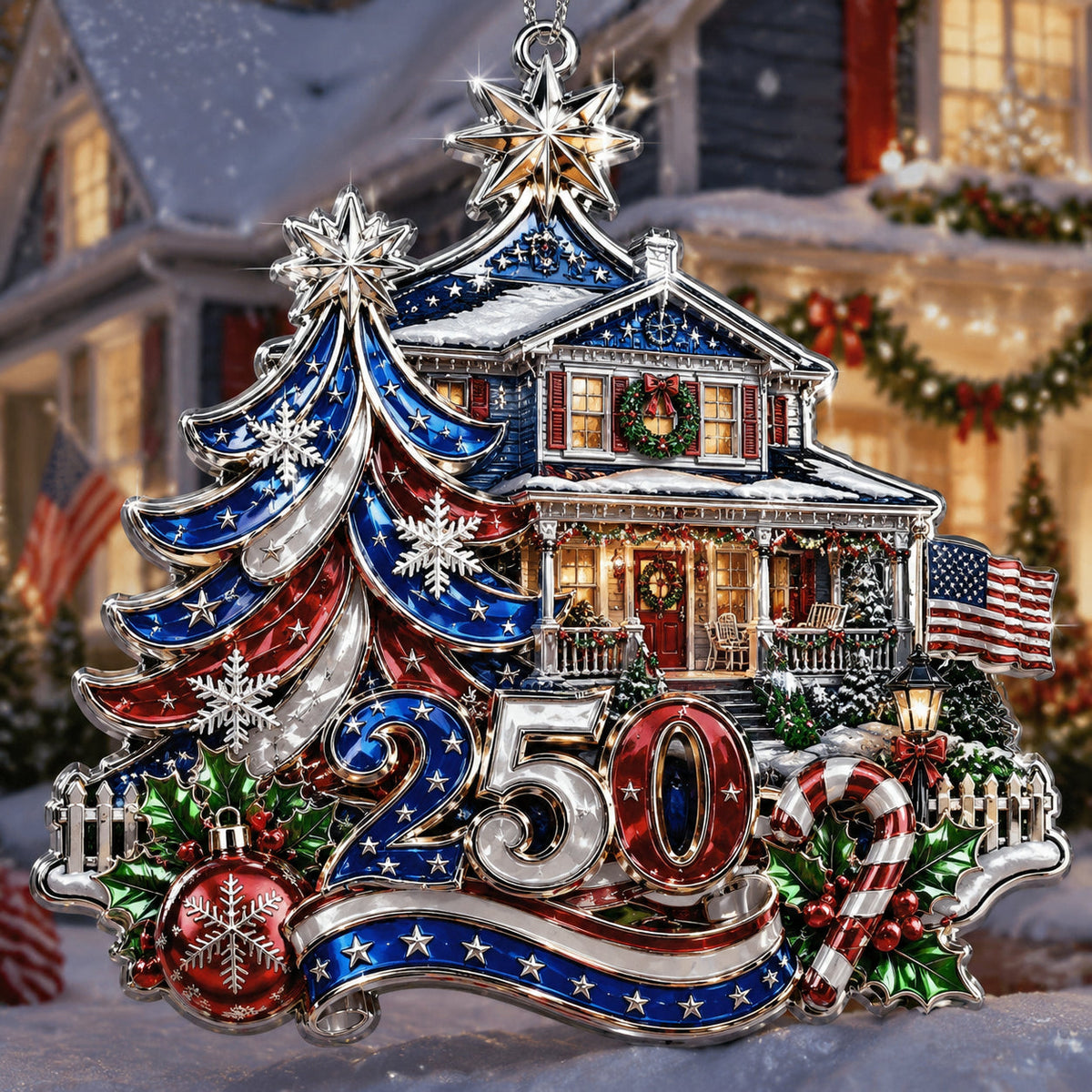 🇺🇸 America 250th Anniversary Christmas Ornament
