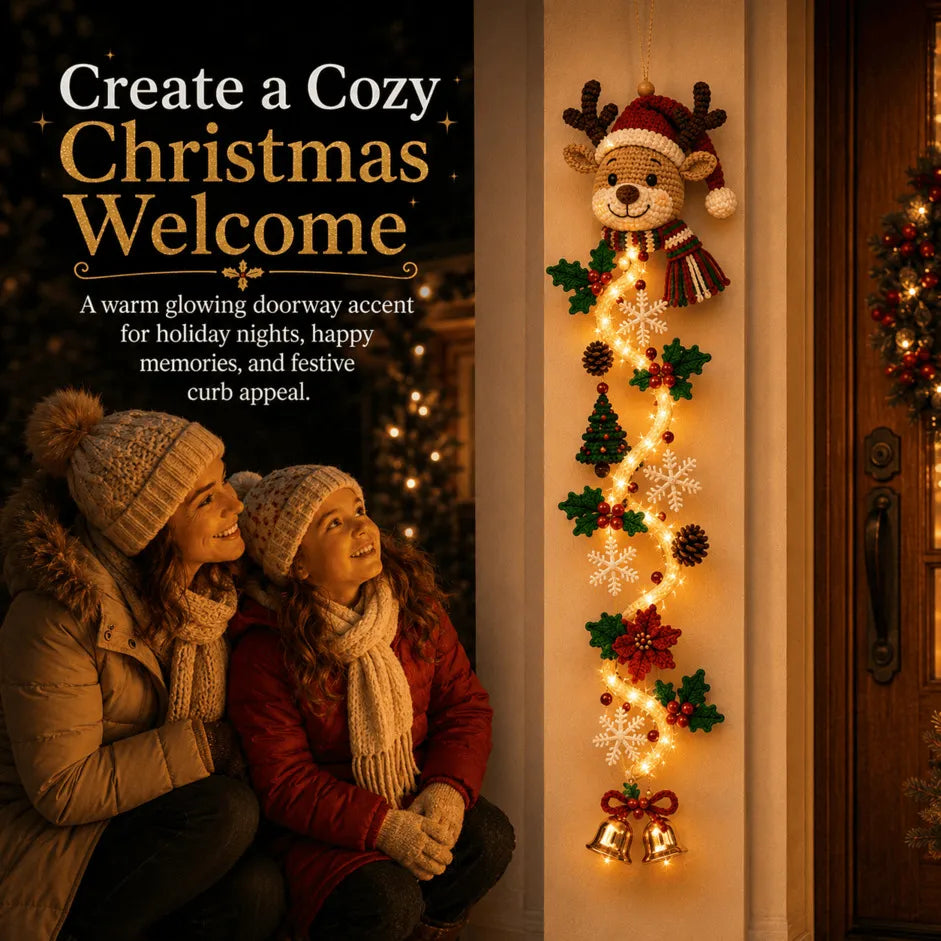 ⏳ Last Day 49% OFF – 🎄Glowing Christmas Door Hanger | 6 Festive Light Designs✨