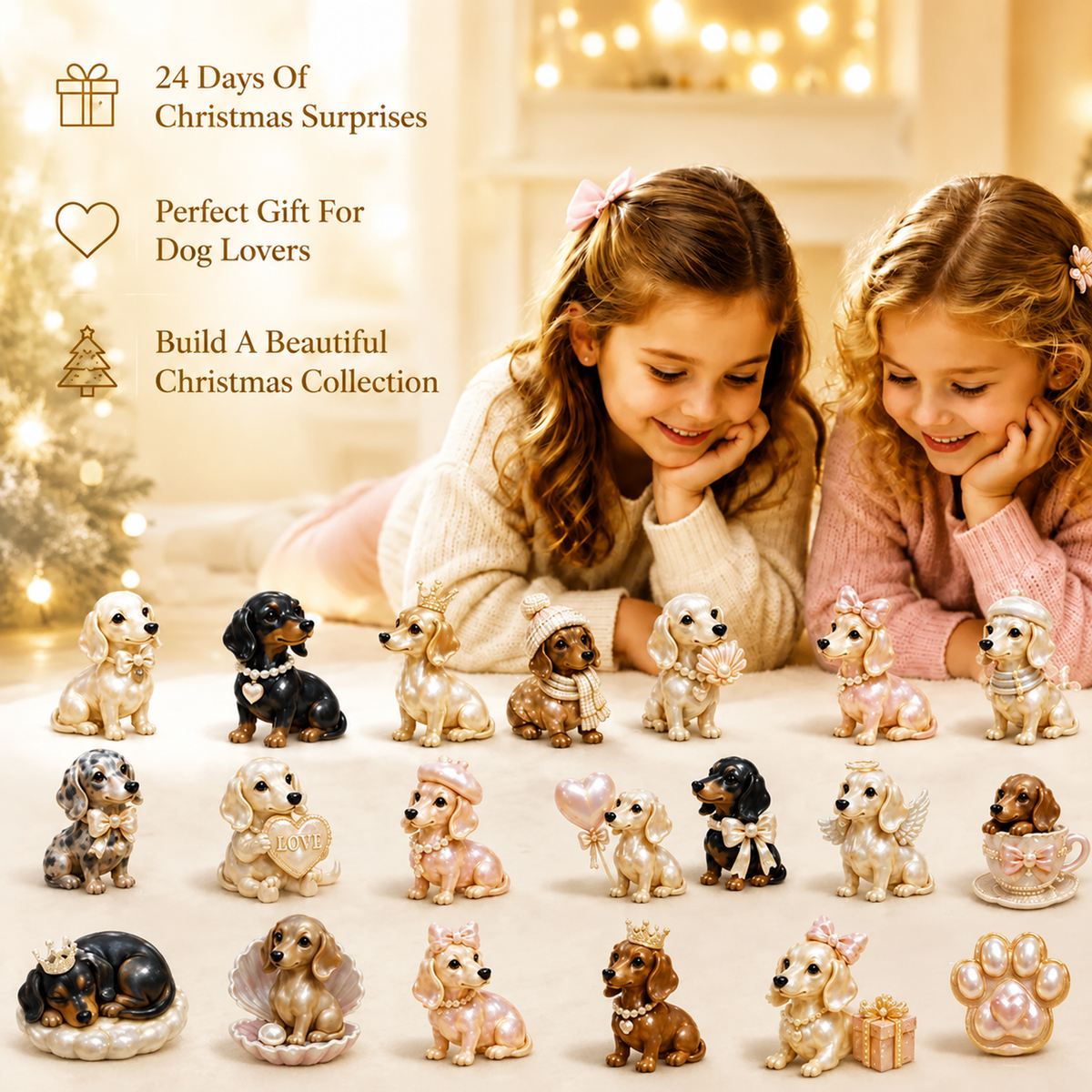 🔥Last 100pcs🔥2026 Pearl Dachshund Christmas Advent Calendar | 24-Day Dog-Themed Collectible Decor Gift Box